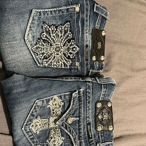 Women's Blue Embellished Jeans